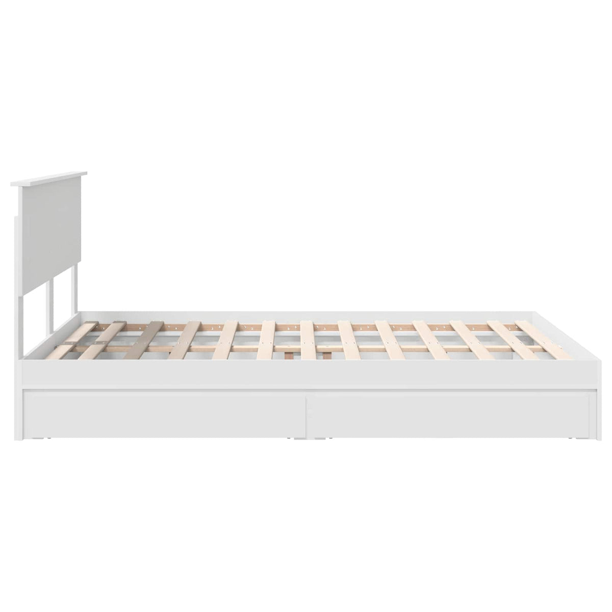 Seng Med Oppbevaring Med Skuff Hvit 160 X 200 Cm Konstruert Tre