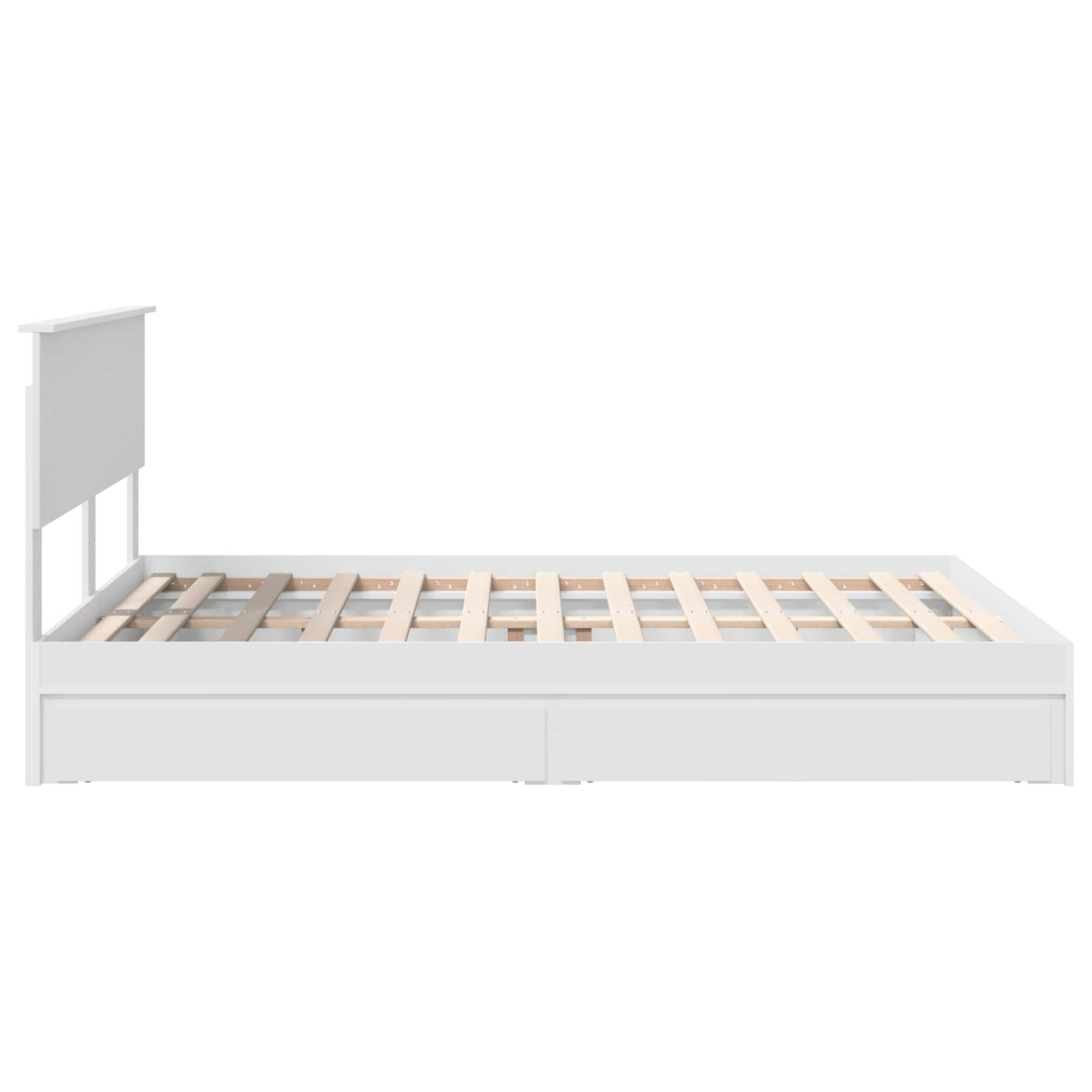 Seng Med Oppbevaring Med Skuff Hvit 160 X 200 Cm Konstruert Tre