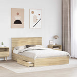 Seng Med Oppbevaring Sonoma Eik 140 X 190 Cm Konstruert Tre