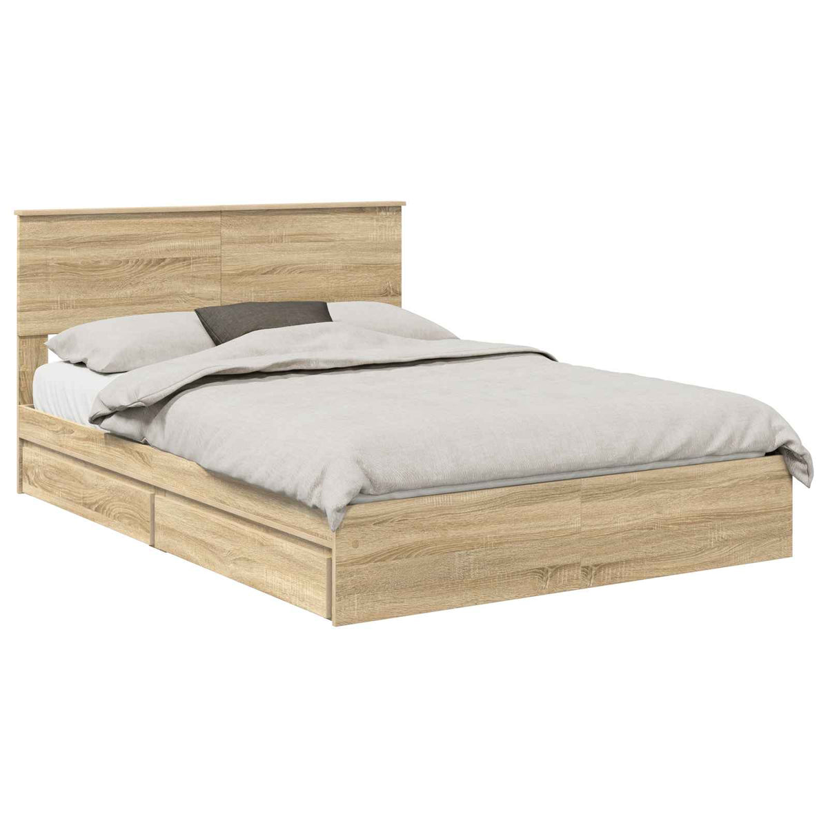 Seng Med Oppbevaring Sonoma Eik 140 X 190 Cm Konstruert Tre