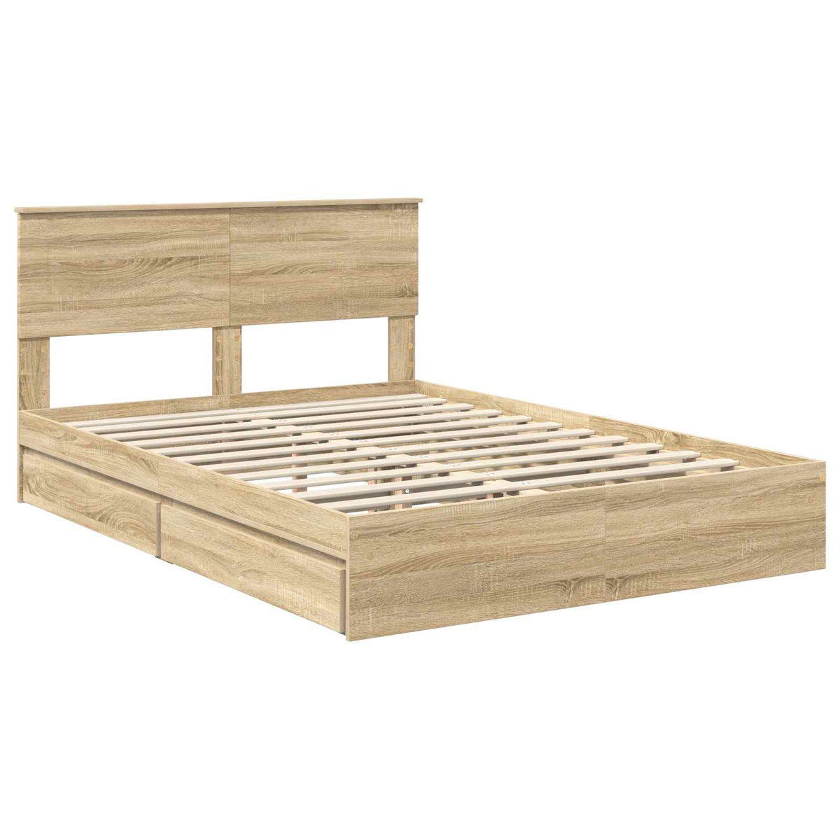 Seng Med Oppbevaring Sonoma Eik 140 X 190 Cm Konstruert Tre