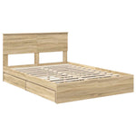 Seng Med Oppbevaring Sonoma Eik 140 X 190 Cm Konstruert Tre