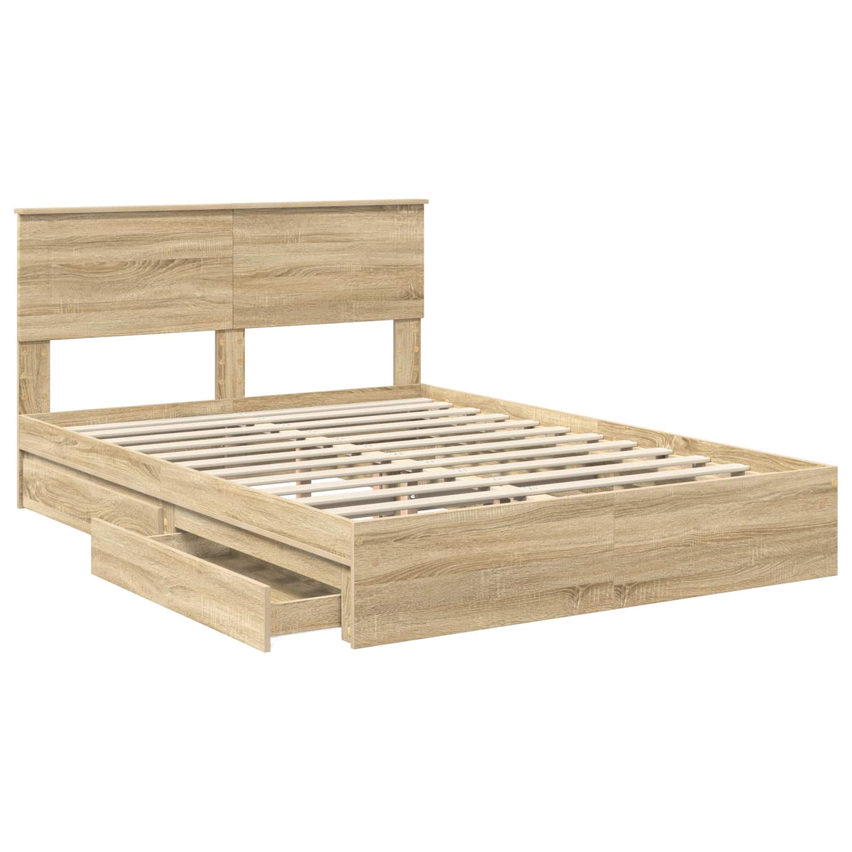Seng Med Oppbevaring Sonoma Eik 140 X 190 Cm Konstruert Tre
