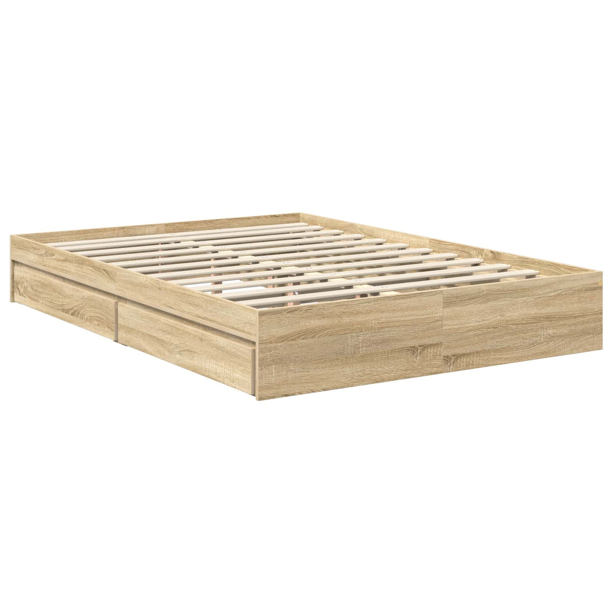 Seng Med Oppbevaring Sonoma Eik 140 X 190 Cm Konstruert Tre