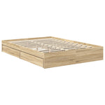 Seng Med Oppbevaring Sonoma Eik 140 X 190 Cm Konstruert Tre