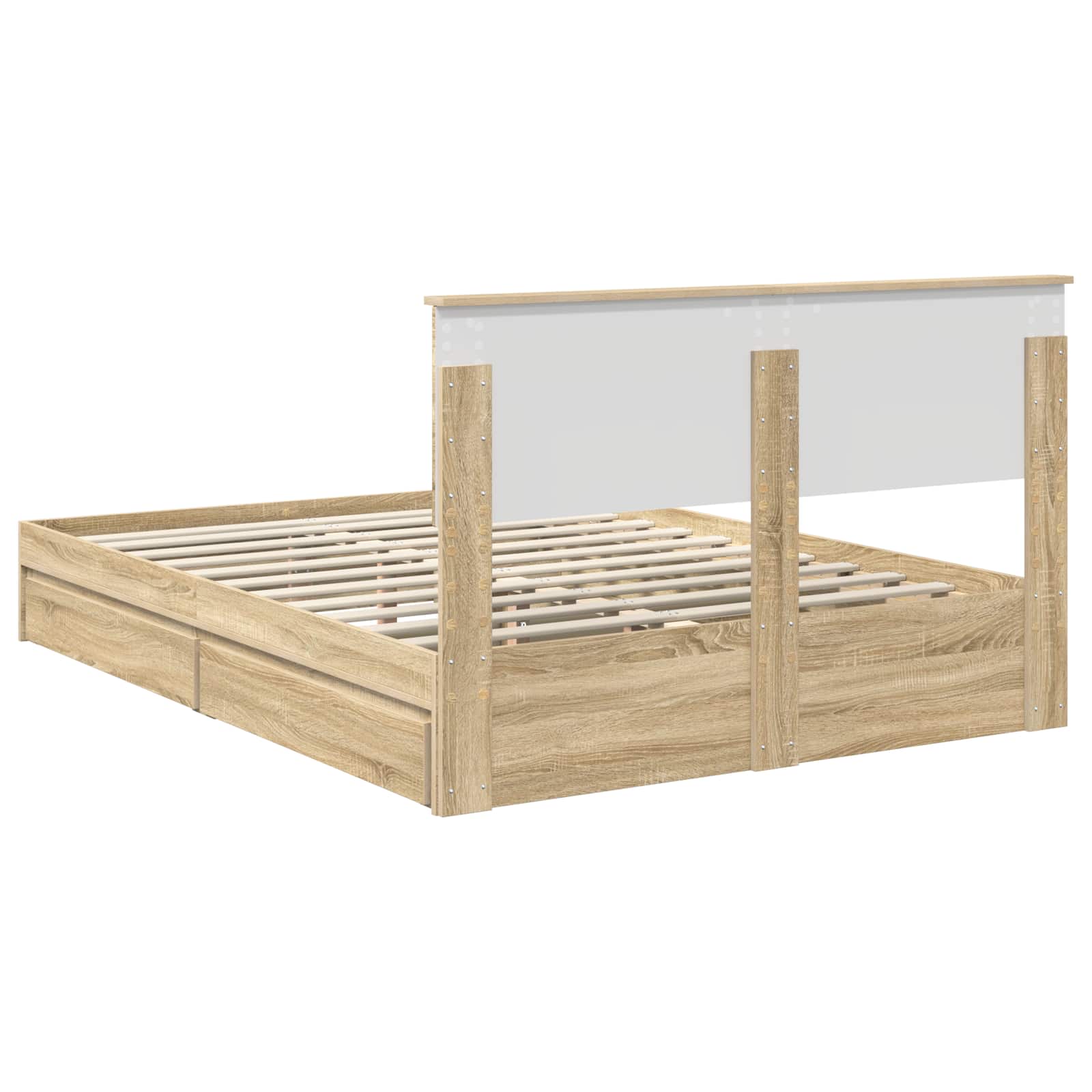 Seng Med Oppbevaring Sonoma Eik 140 X 190 Cm Konstruert Tre