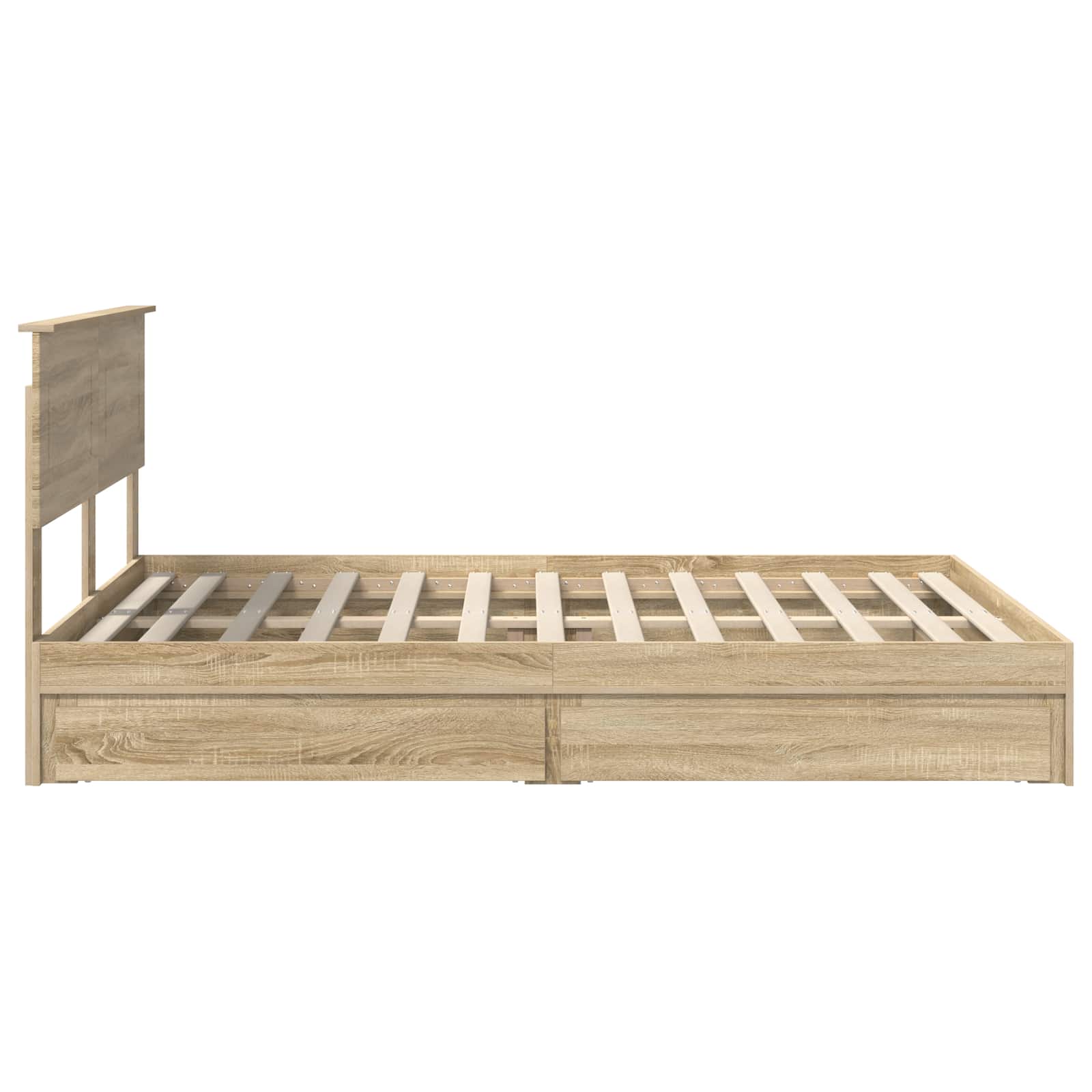 Seng Med Oppbevaring Sonoma Eik 140 X 190 Cm Konstruert Tre