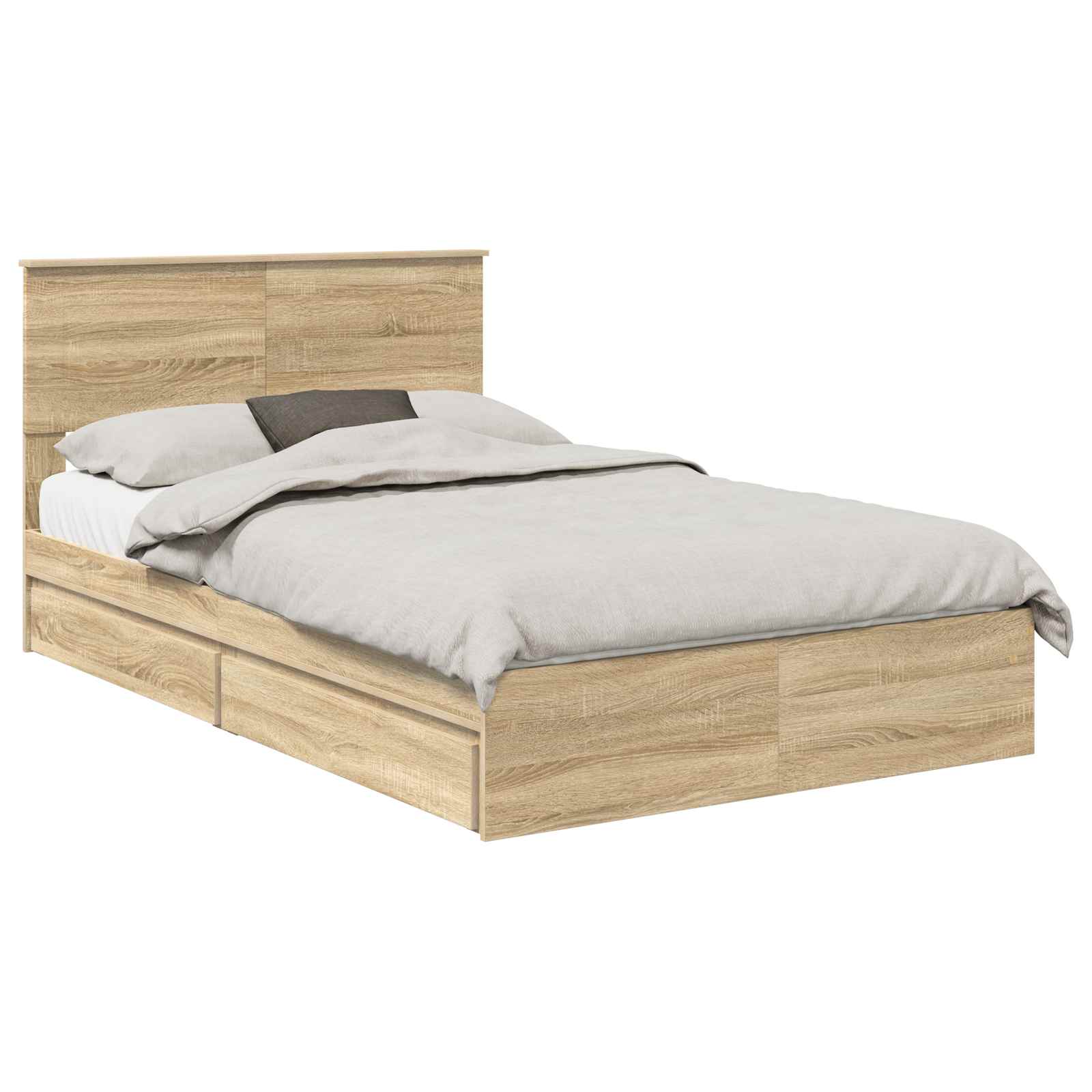 Seng Med Oppbevaring Sonoma Eik 120 X 200 Cm Konstruert Tre