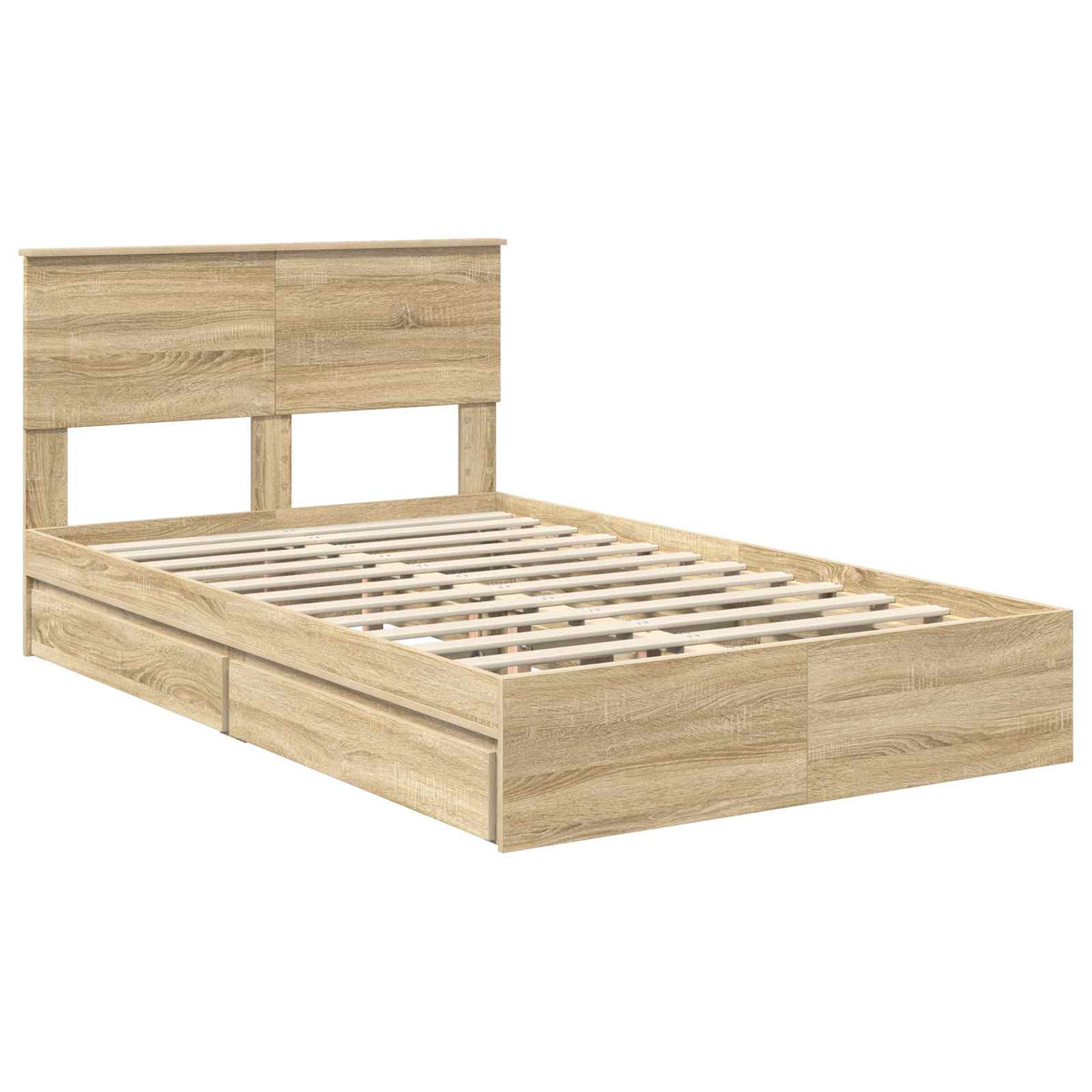 Seng Med Oppbevaring Sonoma Eik 120 X 200 Cm Konstruert Tre
