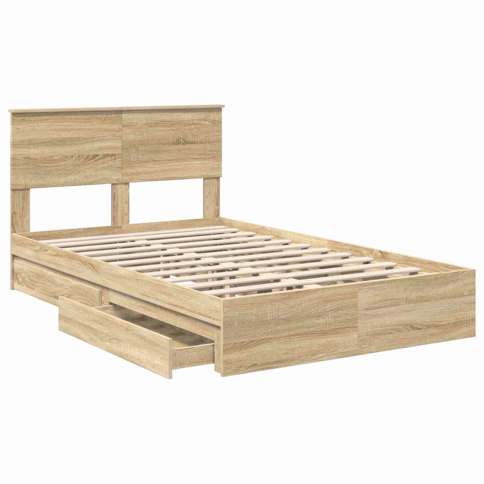Seng Med Oppbevaring Sonoma Eik 120 X 200 Cm Konstruert Tre