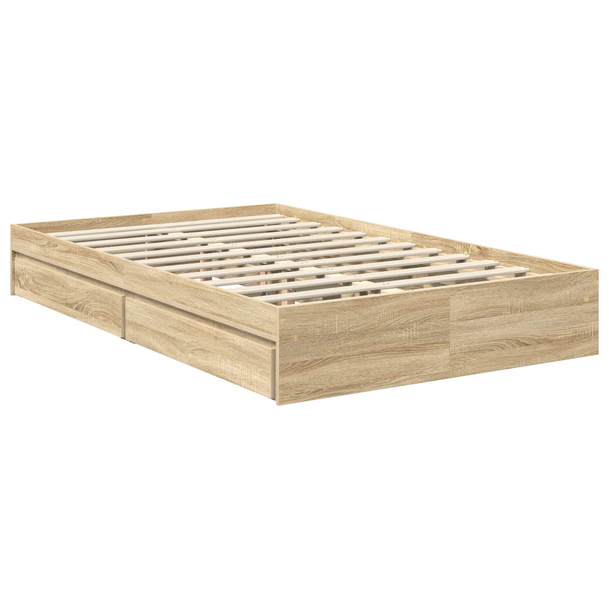 Seng Med Oppbevaring Sonoma Eik 120 X 200 Cm Konstruert Tre