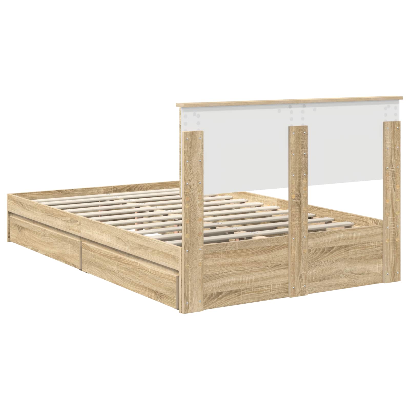 Seng Med Oppbevaring Sonoma Eik 120 X 200 Cm Konstruert Tre