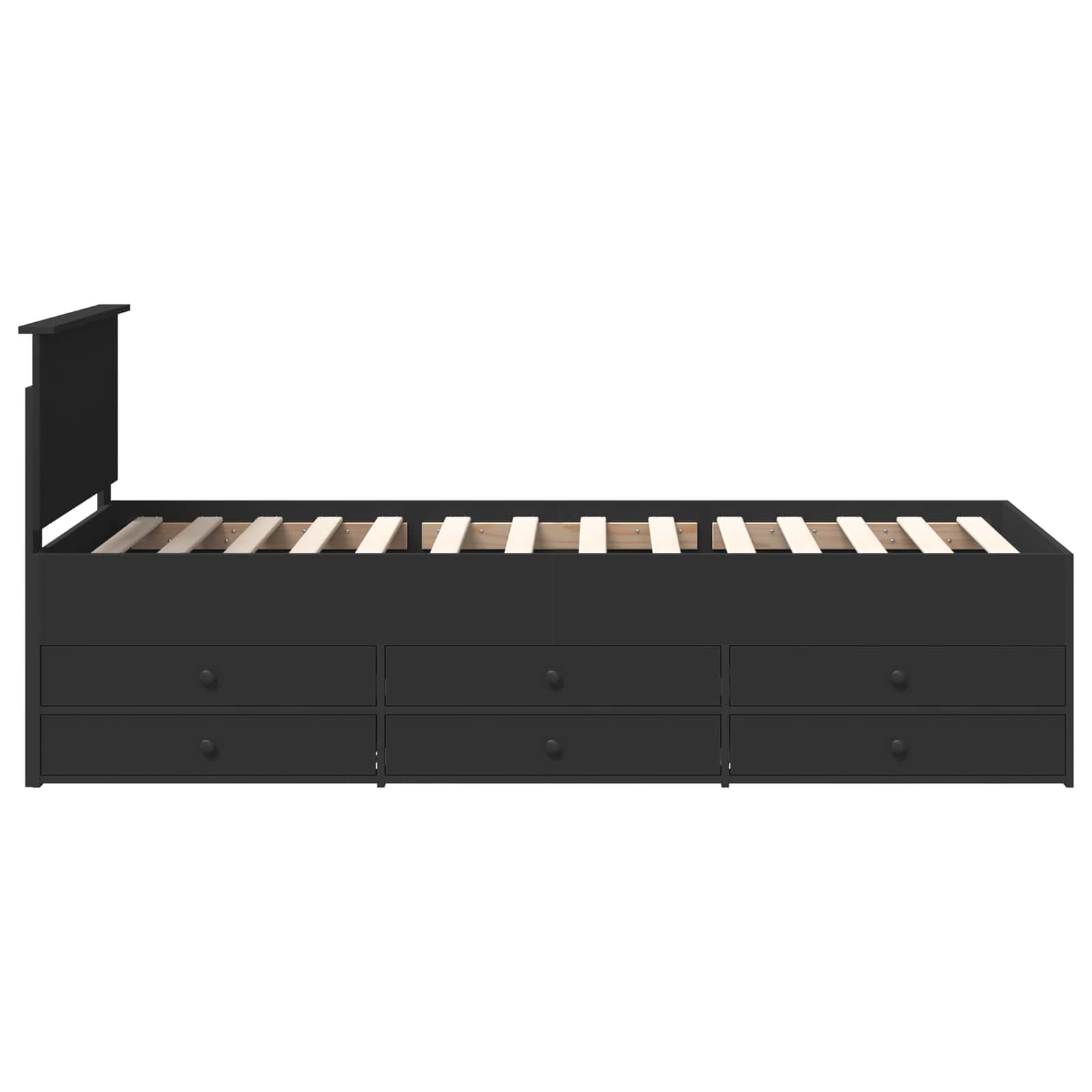 Seng Med Skuff Med Hodegjerde Svart 100 X 200 Cm Konstruert Tre