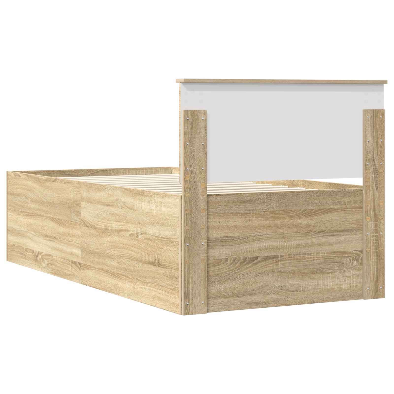Seng Med Skuff Sonoma Eik Og Svart 100 X 200 Cm Konstruert Tre