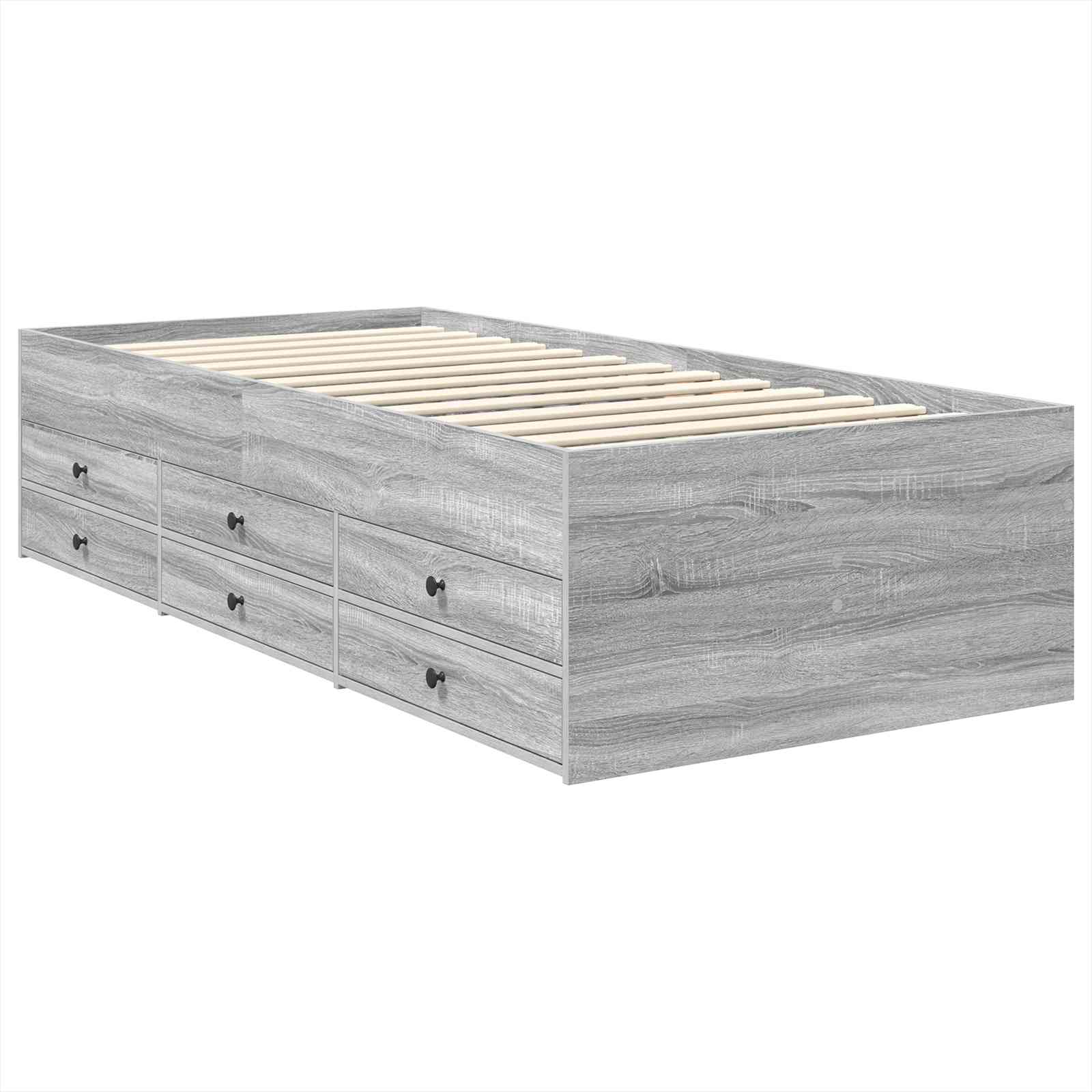 Seng Med Skuff Grå Sonoma Og Svart 100 X 200 Cm Konstruert Tre