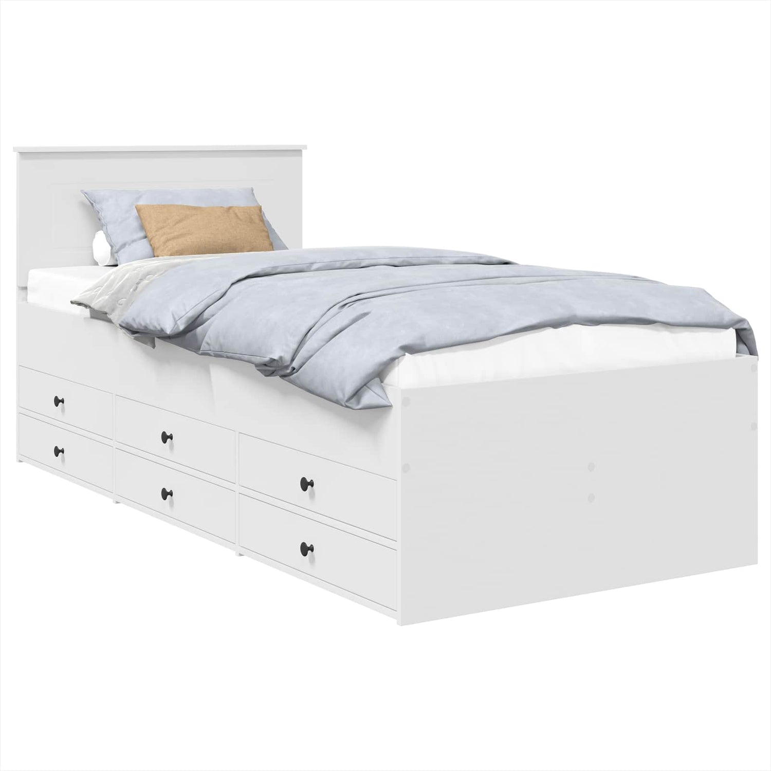 Seng Med Skuff Hvit Og Svart 90 X 200 Cm Konstruert Tre