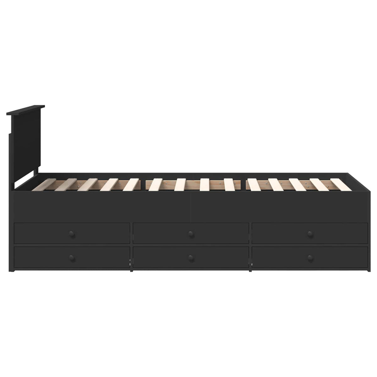 Seng Med Skuff Med Hodegjerde Svart 75 X 190 Cm Konstruert Tre