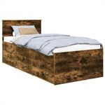 Seng Med Skuff Røyk Eik Og Svart 75 X 190 Cm Konstruert Tre