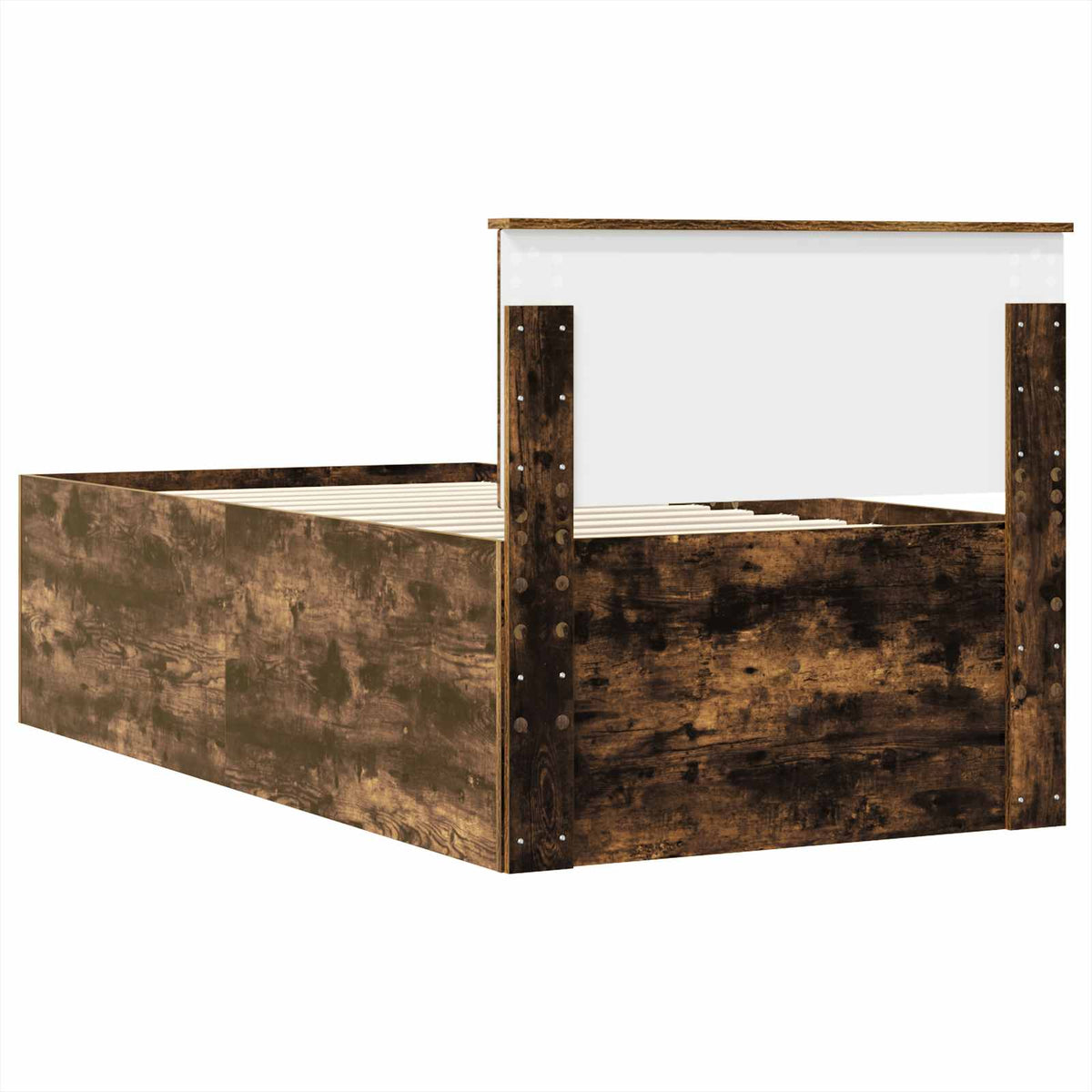 Seng Med Skuff Røyk Eik Og Svart 75 X 190 Cm Konstruert Tre