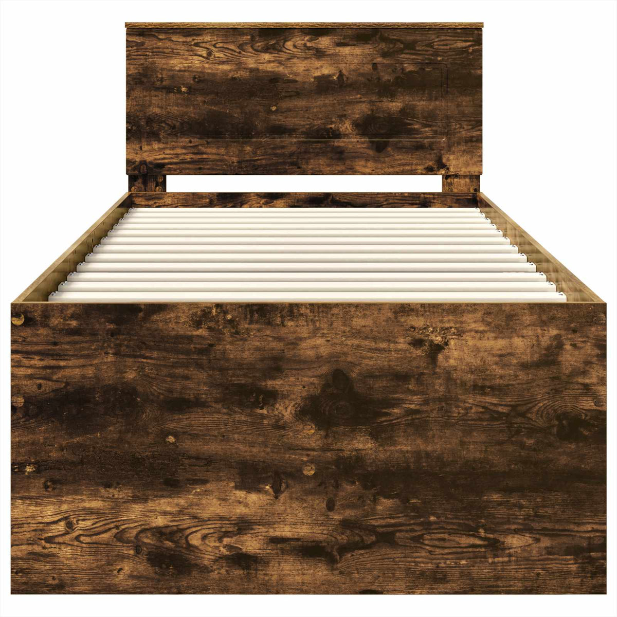 Seng Med Skuff Røyk Eik Og Svart 75 X 190 Cm Konstruert Tre