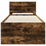 Seng Med Skuff Røyk Eik Og Svart 75 X 190 Cm Konstruert Tre