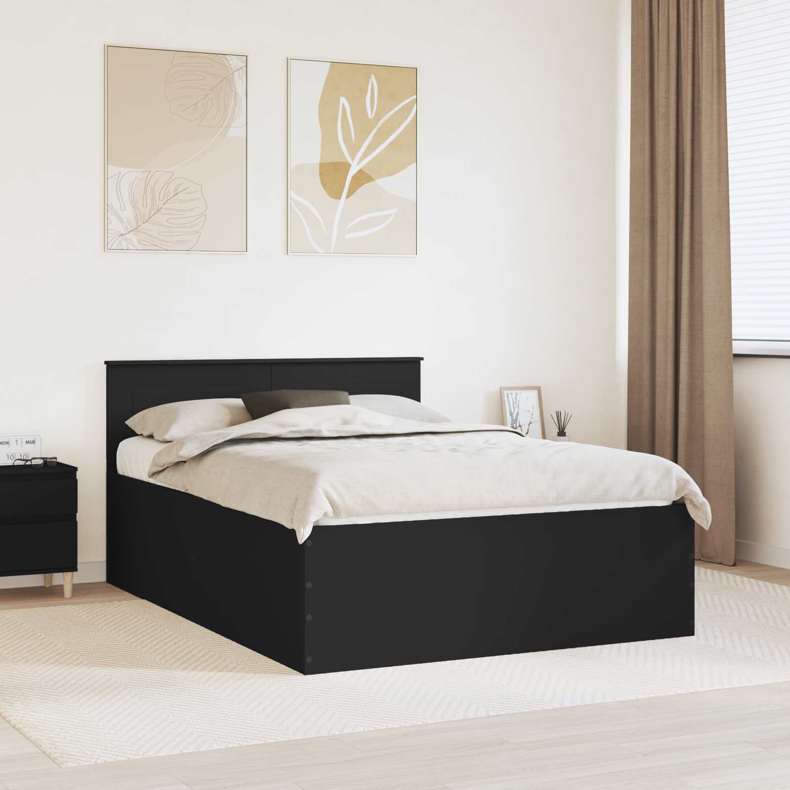 Sengestamme Med Hodegjerde Svart 160 X 200 Cm Konstruert Tre