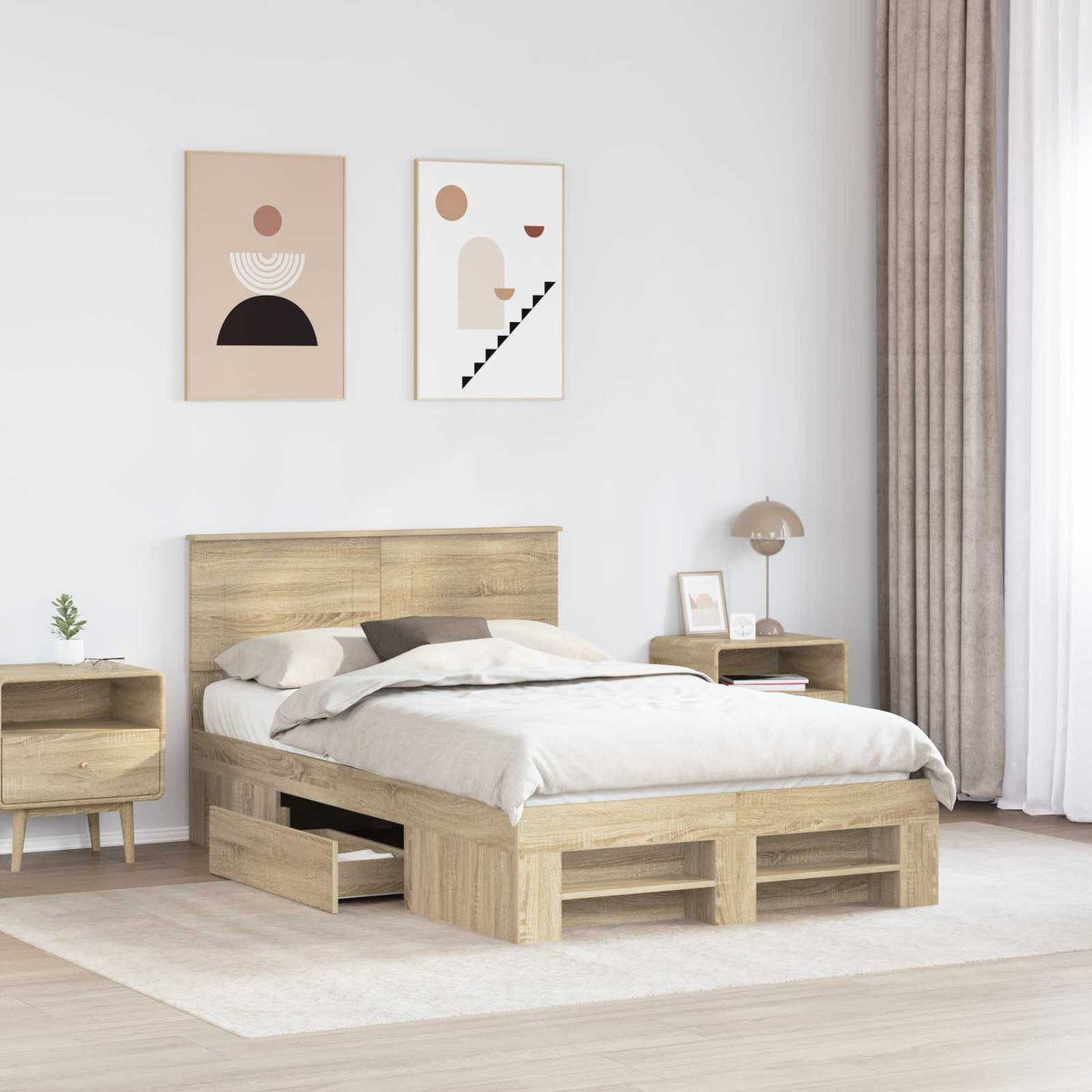 Sengestamme Sonoma Eik 120 X 200 Cm Konstruert Tre