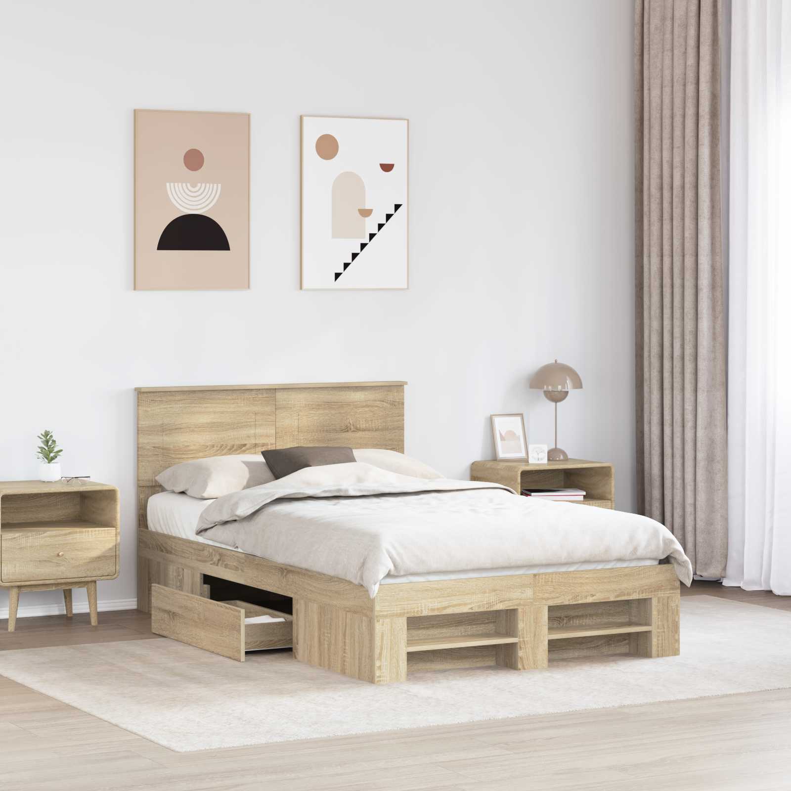 Sengestamme Sonoma Eik 120 X 200 Cm Konstruert Tre