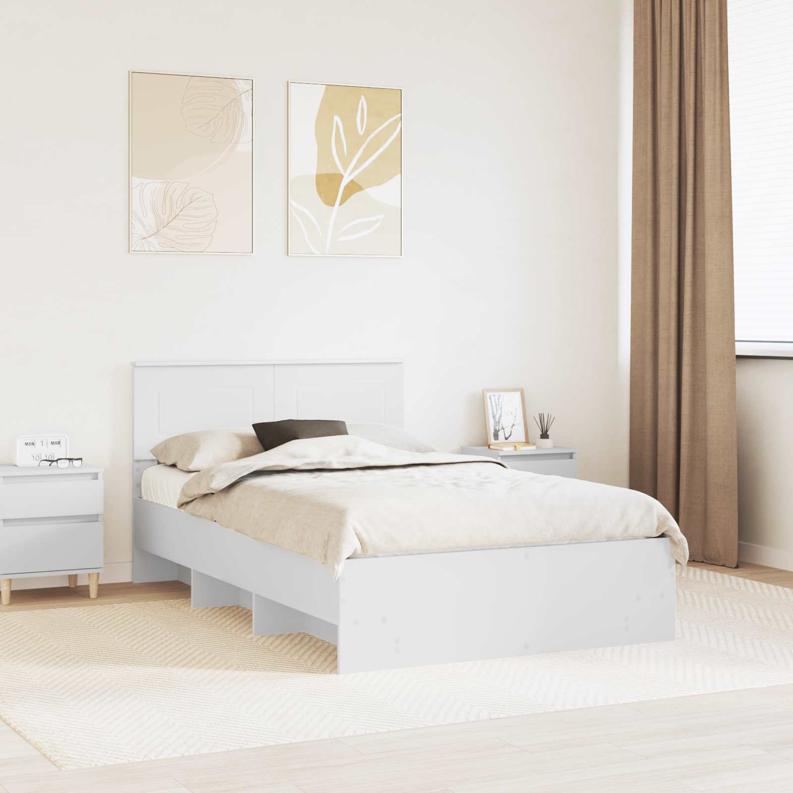 Sengestamme Med Hodegjerde Hvit 137 X 203 Cm Konstruert Tre