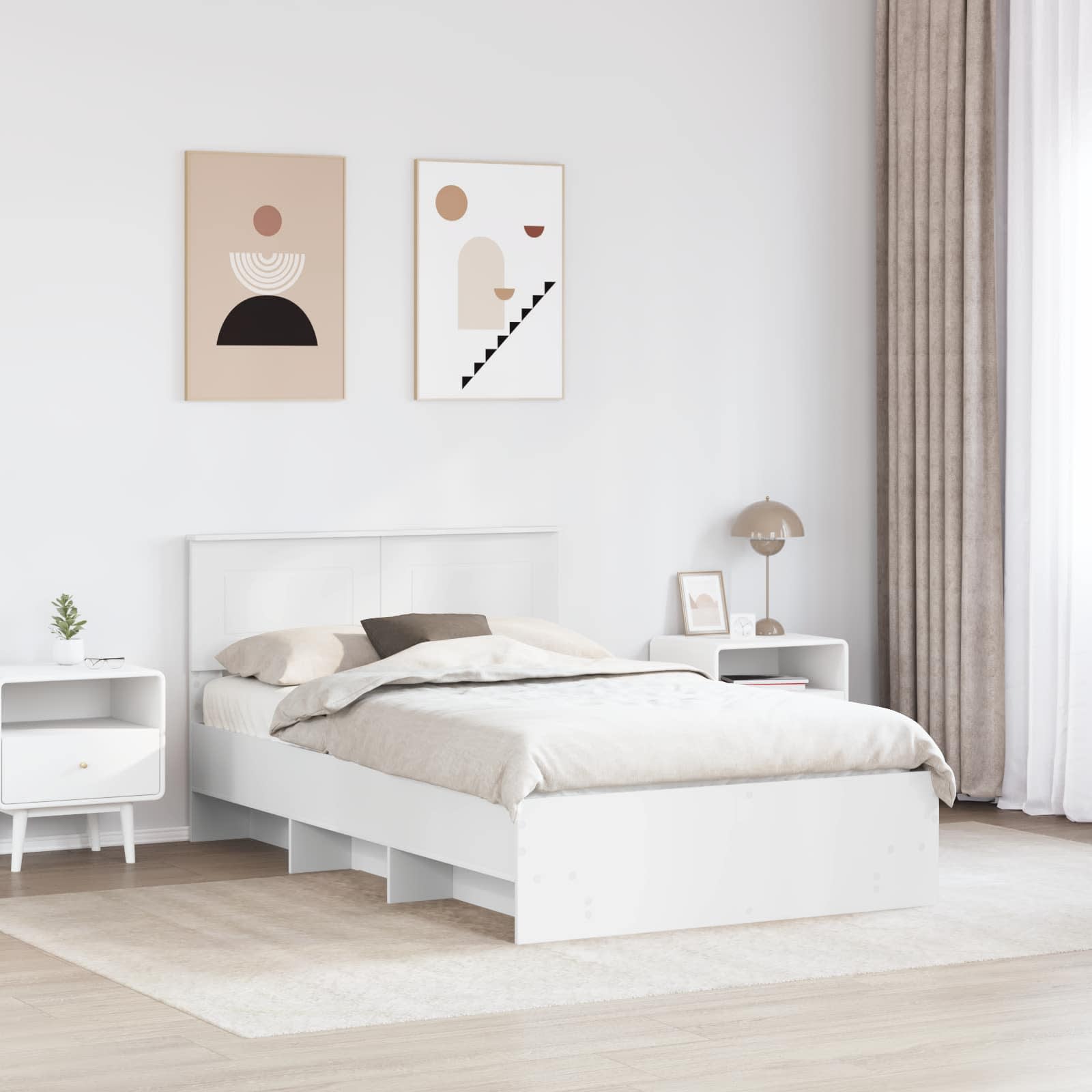 Sengestamme Med Hodegjerde Hvit 137 X 203 Cm Konstruert Tre
