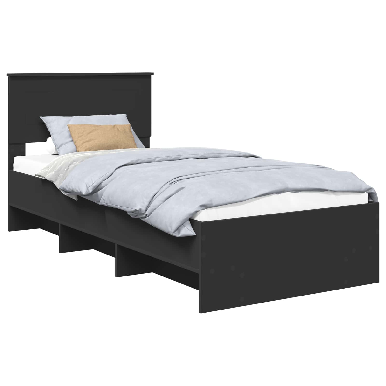Sengestamme Med Hodegjerde Svart 120 X 123 Cm Konstruert Tre