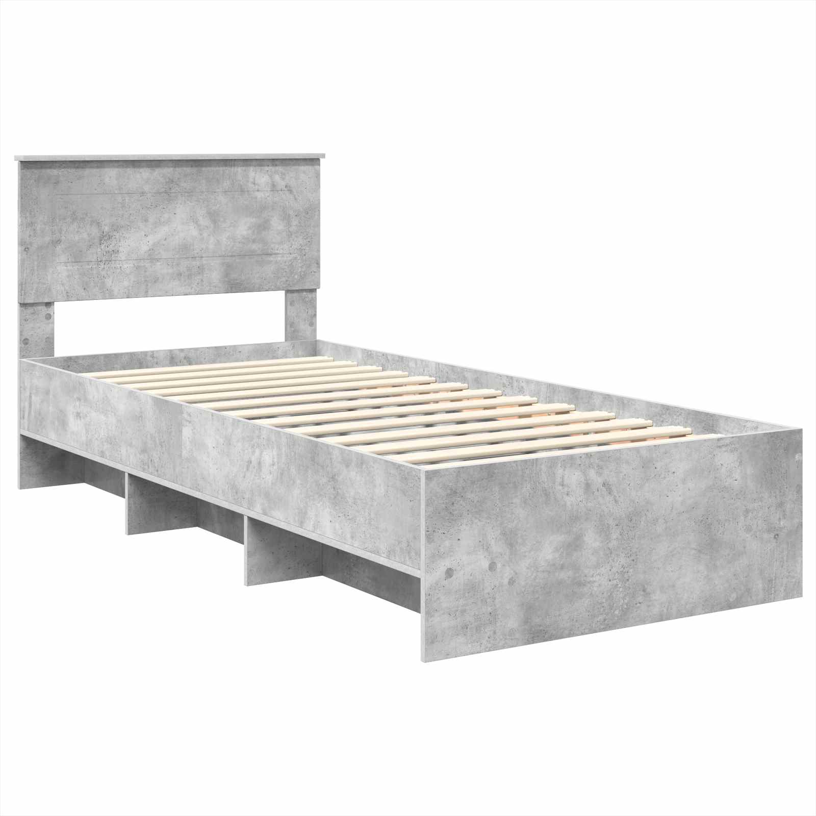 Sengestamme Med Hodegjerde Betonggrå 80 X 200 Cm Konstruert Tre