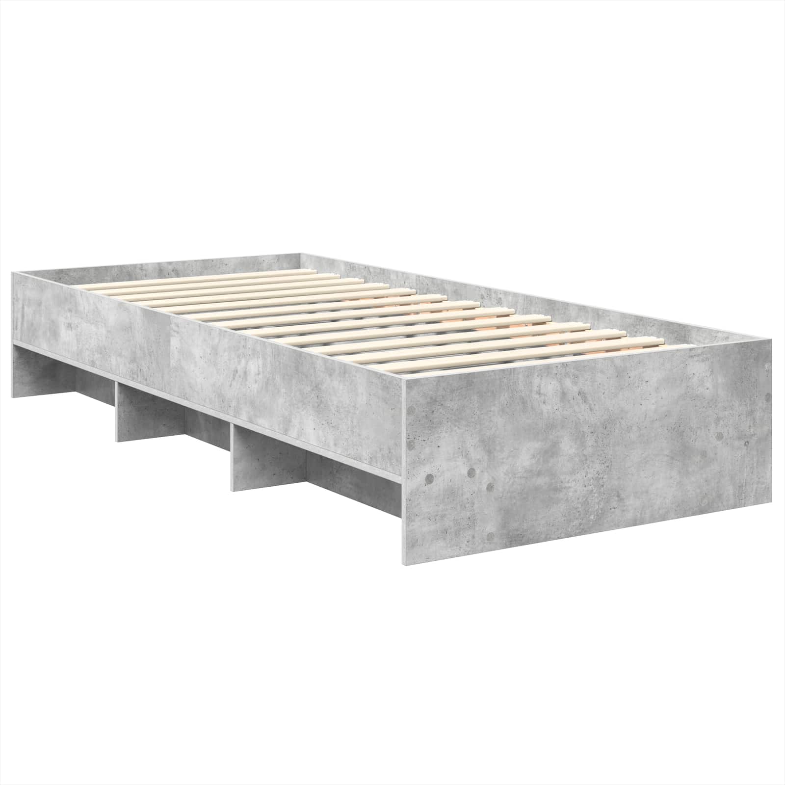 Sengestamme Med Hodegjerde Betonggrå 80 X 200 Cm Konstruert Tre