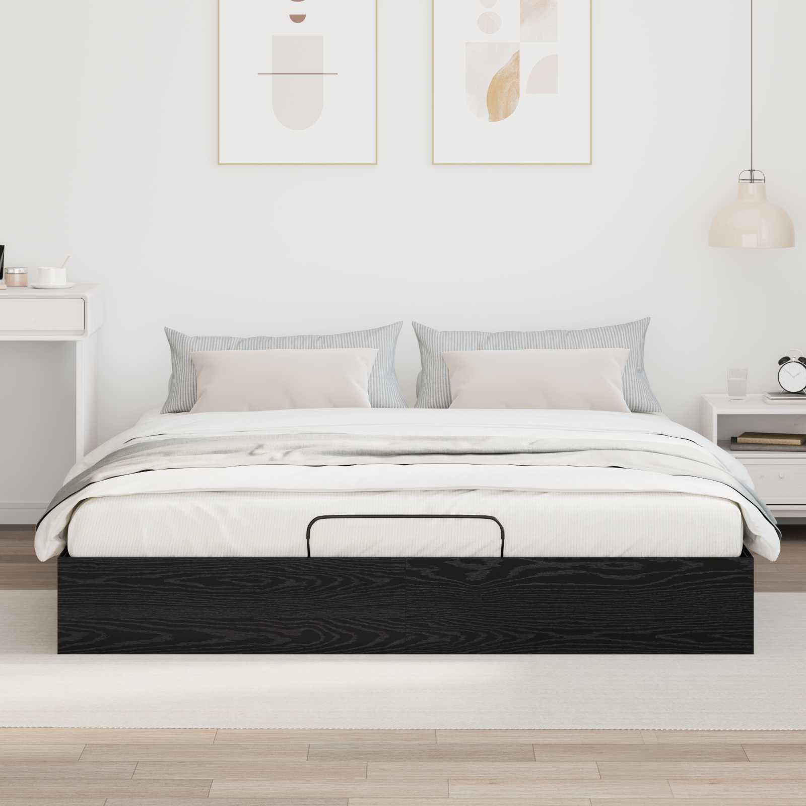 Ottoman Sengeramme Svart Eik 193 X 120 X 25 Cm Sponplate