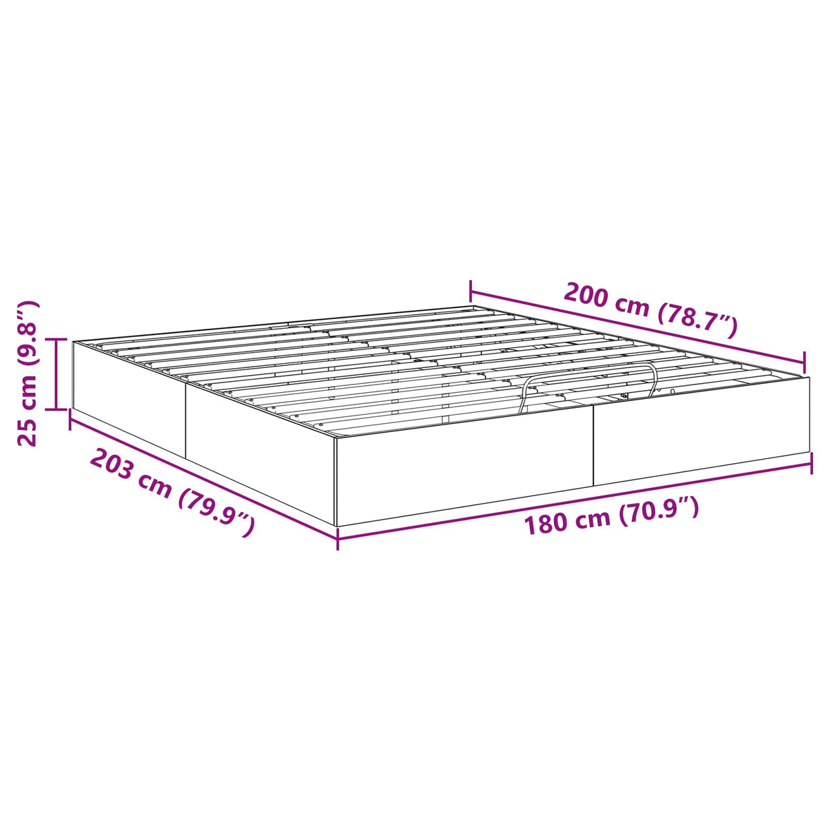 Ottoman Sengeramme Røkt Eik 193 X 120 X 25 Cm Sponplate