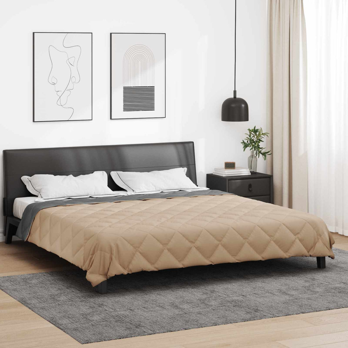 Sommerdyne Antrasitt Og Taupe 220 X 200 Cm Mikrofiber
