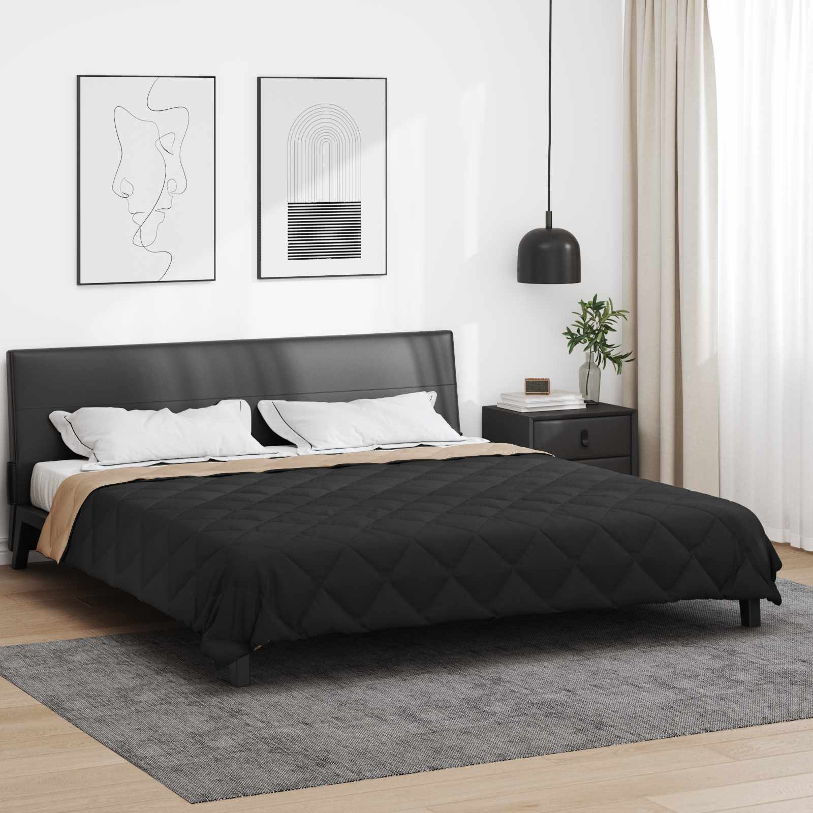 Sommerdyne Svart Og Taupe 220 X 200 Cm Mikrofiber