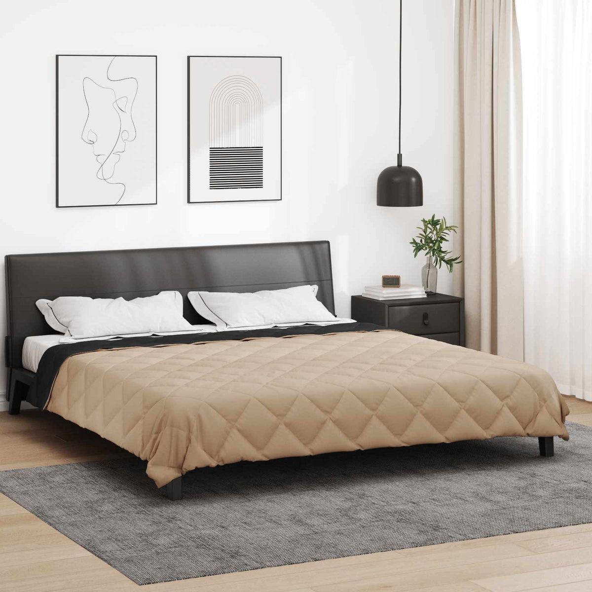 Sommerdyne Svart Og Taupe 220 X 200 Cm Mikrofiber