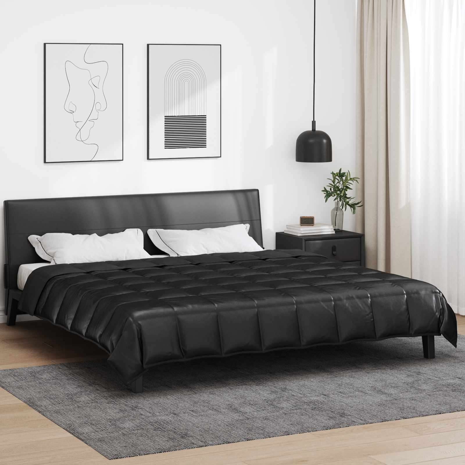 Full År Dyne Svart 220 X 240 Cm Sateng Og Mikrofiber
