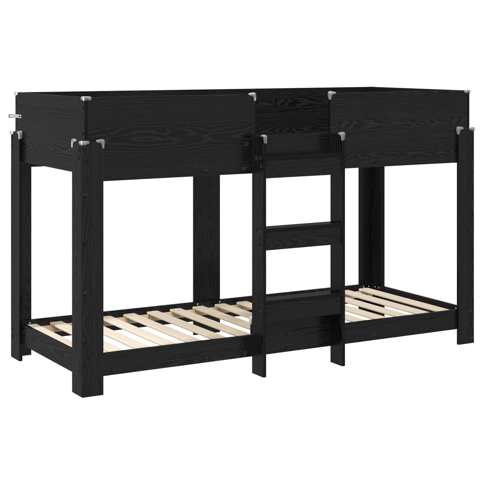 Køyeseng For Barn Svart Eik 75 X 190 Cm Konstruert Tre