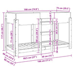 Køyeseng For Barn Sonoma Eik 75 X 190 Cm Konstruert Tre