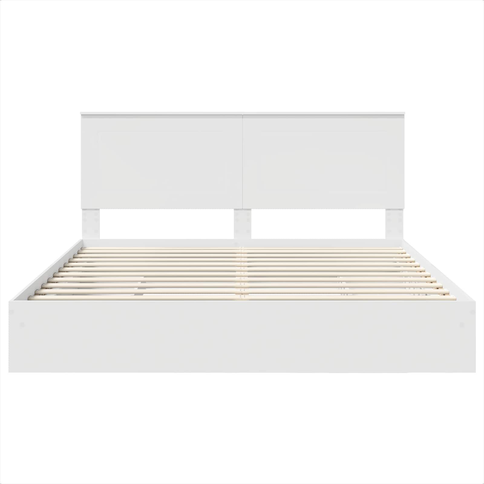 Seng Med Oppbevaring Med Skuff Hvit 180 X 200 Cm Konstruert Tre