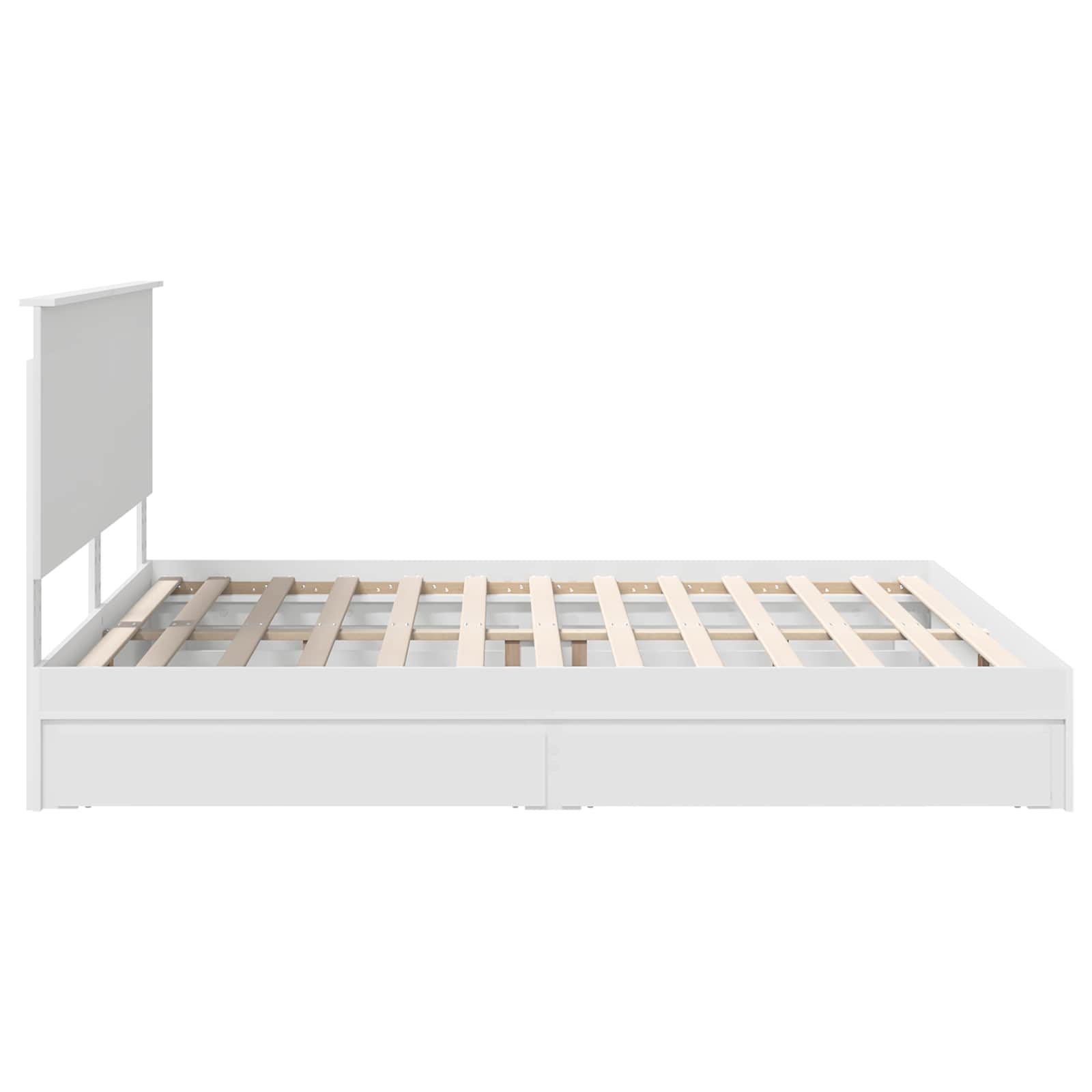 Seng Med Oppbevaring Med Skuff Hvit 180 X 200 Cm Konstruert Tre