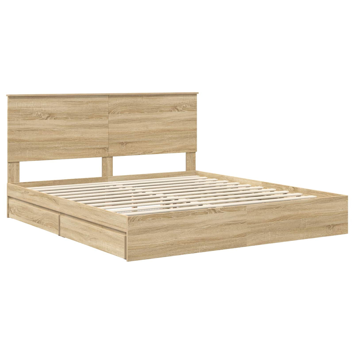 Seng Med Oppbevaring Sonoma Eik 180 X 200 Cm Konstruert Tre
