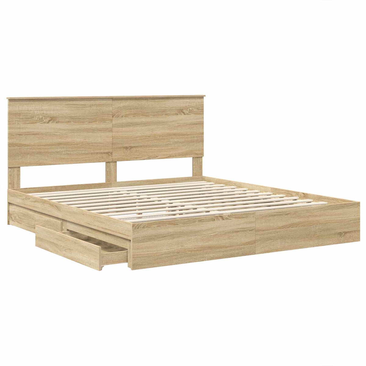 Seng Med Oppbevaring Sonoma Eik 180 X 200 Cm Konstruert Tre