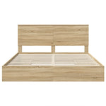 Seng Med Oppbevaring Sonoma Eik 180 X 200 Cm Konstruert Tre