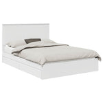 Seng Med Oppbevaring Med Skuff Hvit 140 X 190 Cm Konstruert Tre