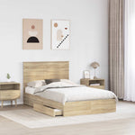 Seng Med Oppbevaring Sonoma Eik 120 X 200 Cm Konstruert Tre