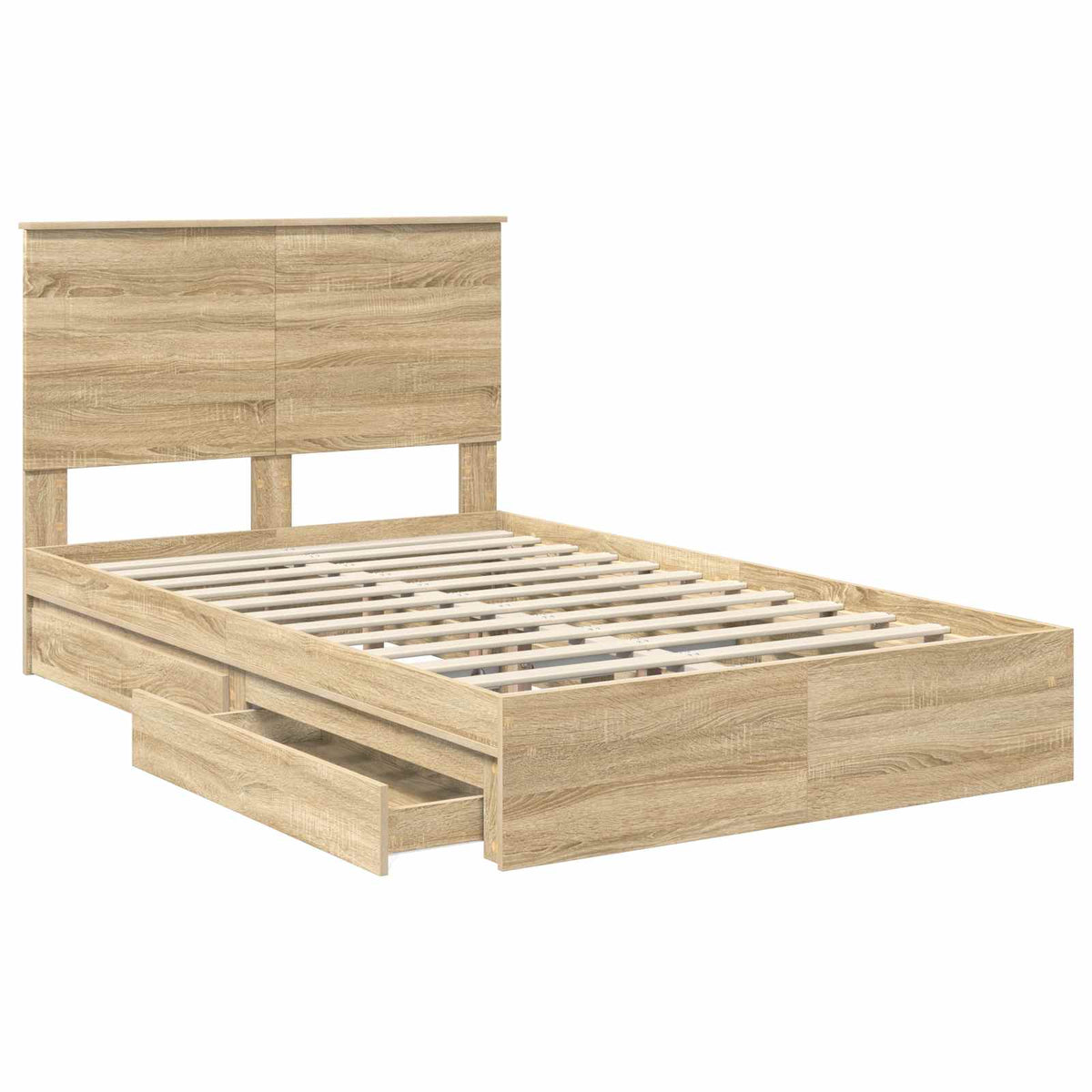 Seng Med Oppbevaring Sonoma Eik 120 X 200 Cm Konstruert Tre