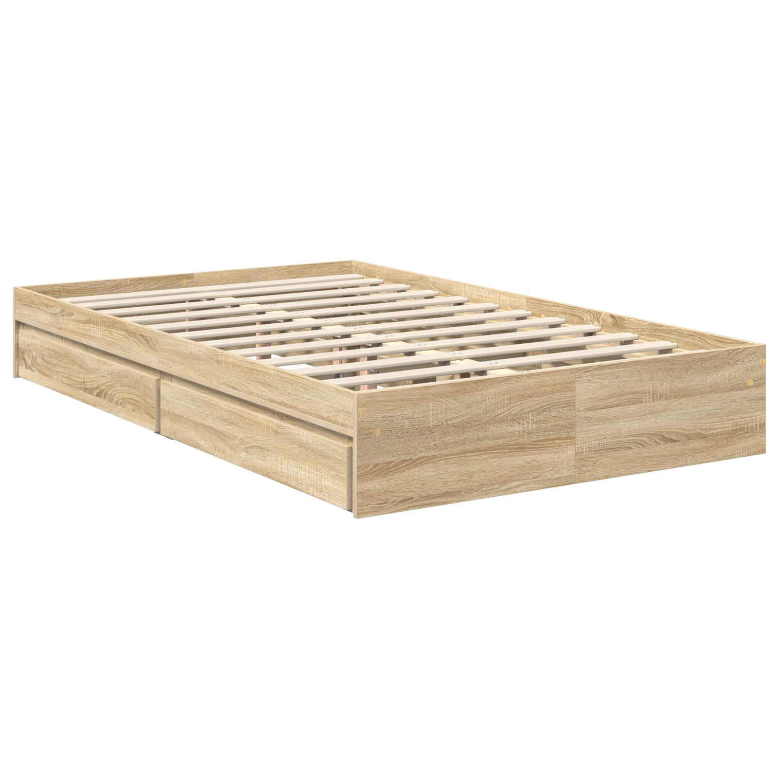Seng Med Oppbevaring Sonoma Eik 120 X 200 Cm Konstruert Tre